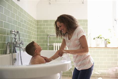 mom son in the shower